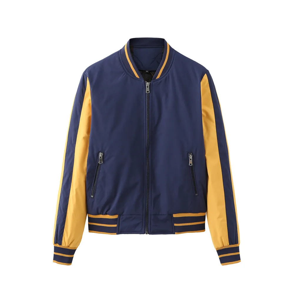 Quilted Color Matching Baseball Jacket