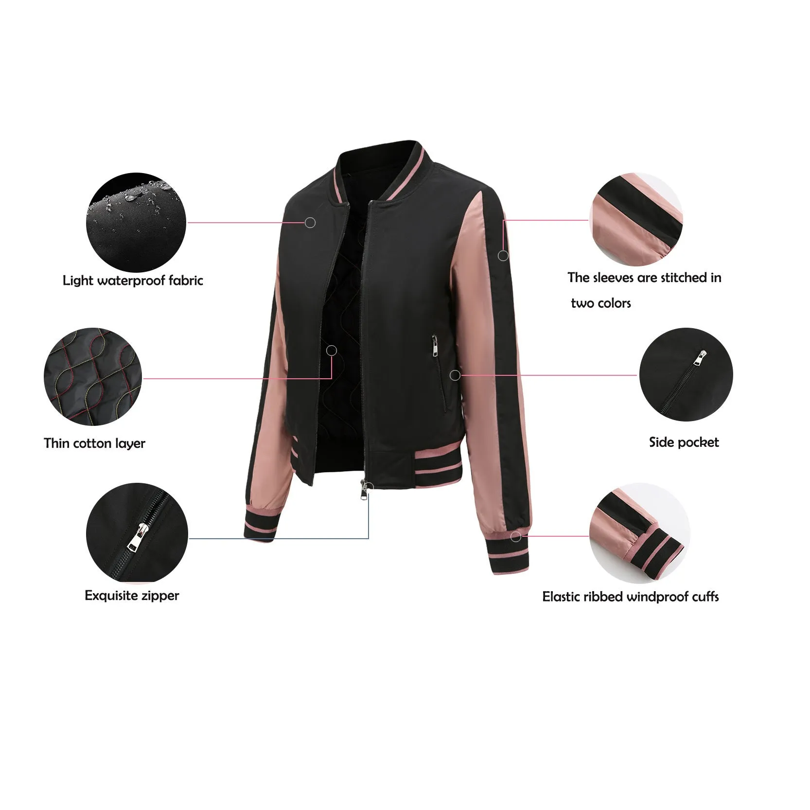 Quilted Color Matching Baseball Jacket