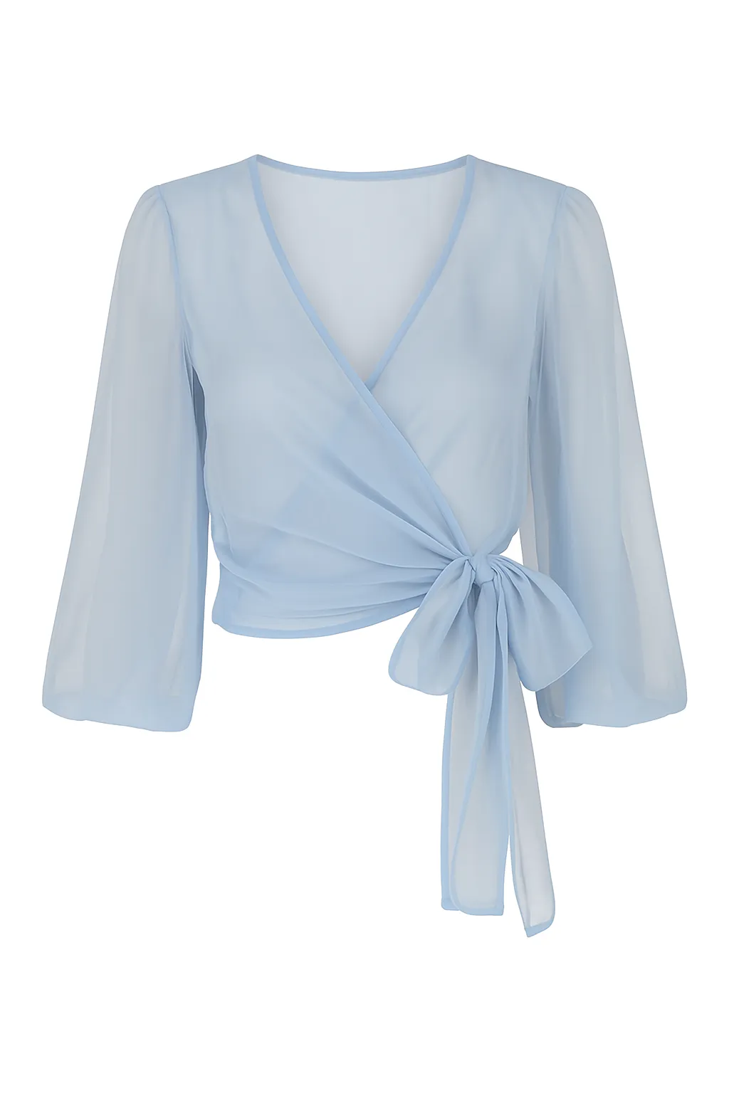 "The Jenny" - Sheer Wrap Blouse (Blue)