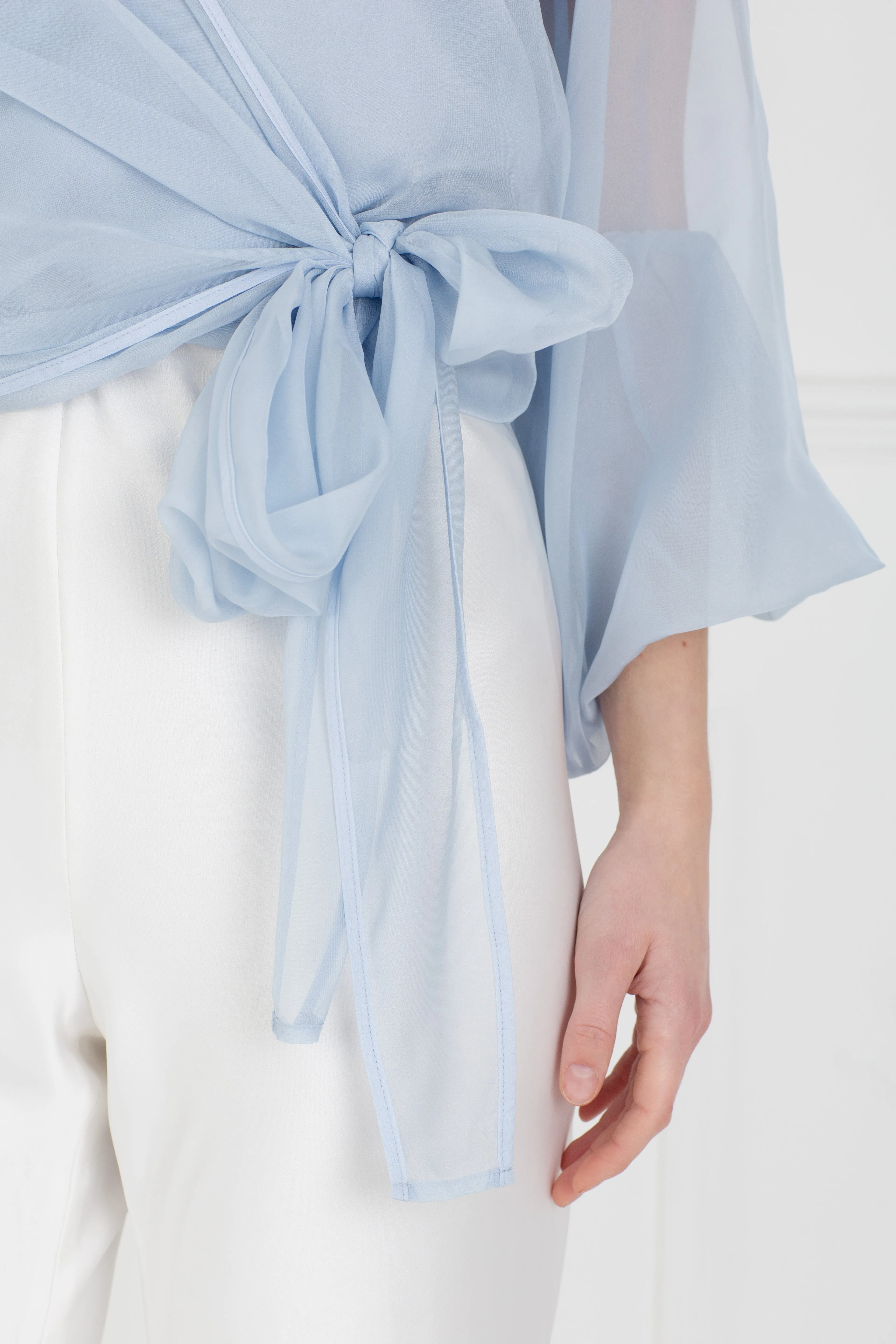 "The Jenny" - Sheer Wrap Blouse (Blue)