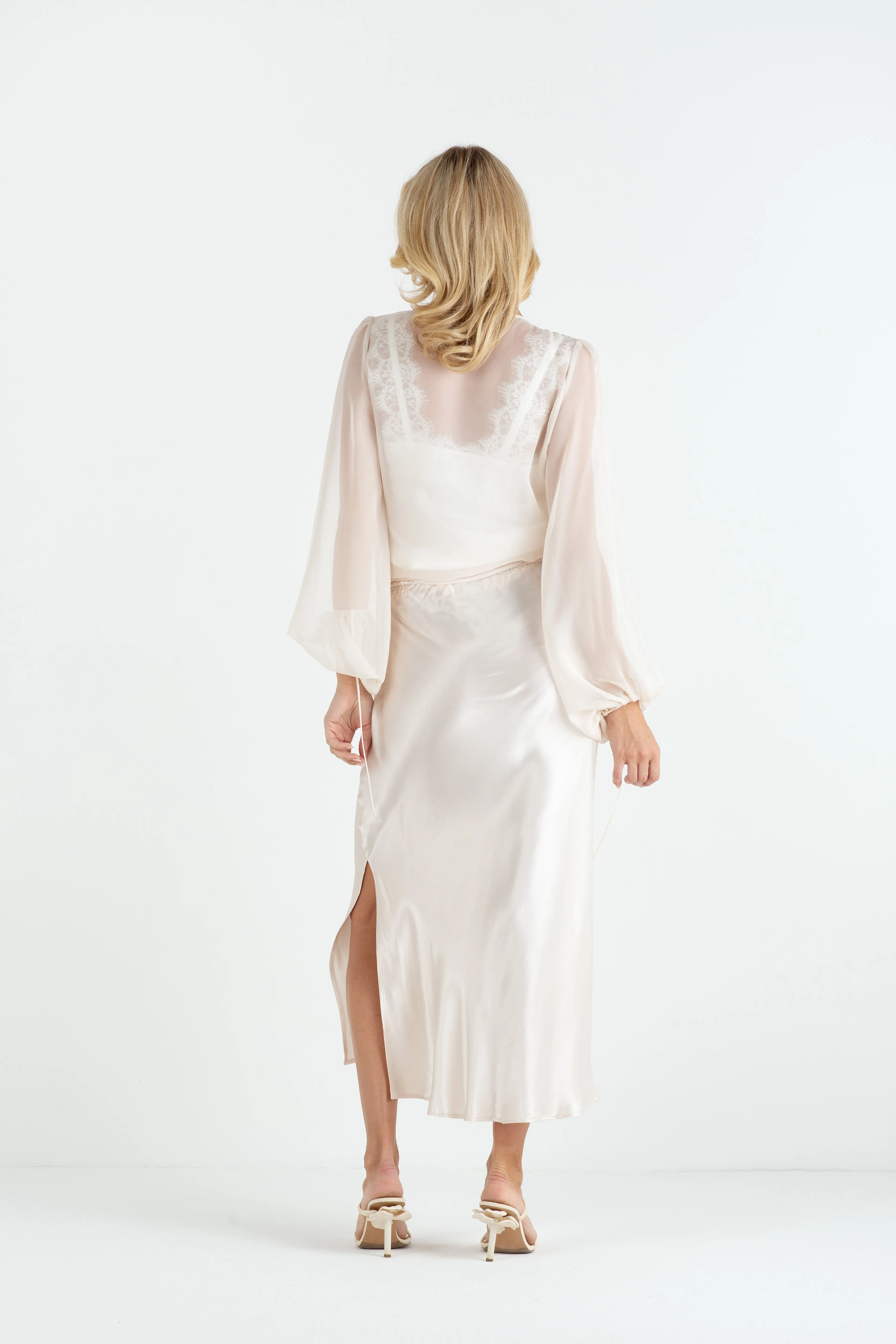 "The Jenny" - Sheer Wrap Blouse (Champagne)