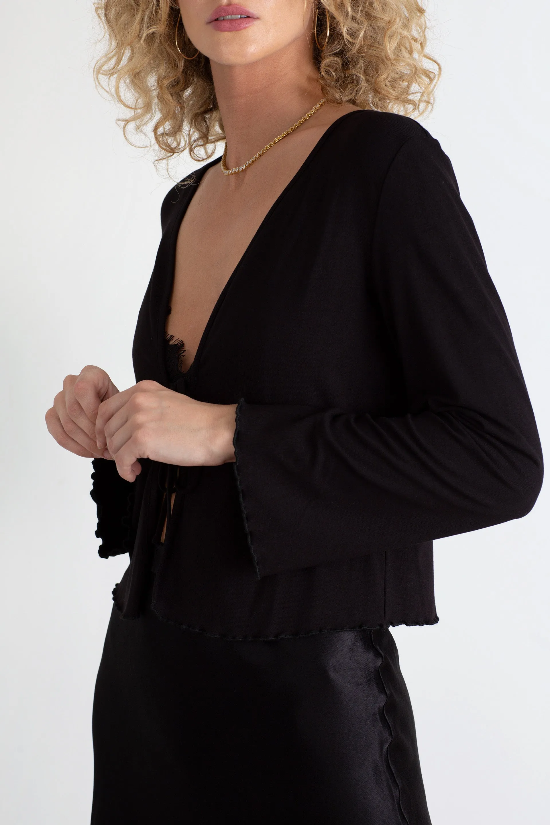 "The Kate" - Jersey Tie Top (Black)