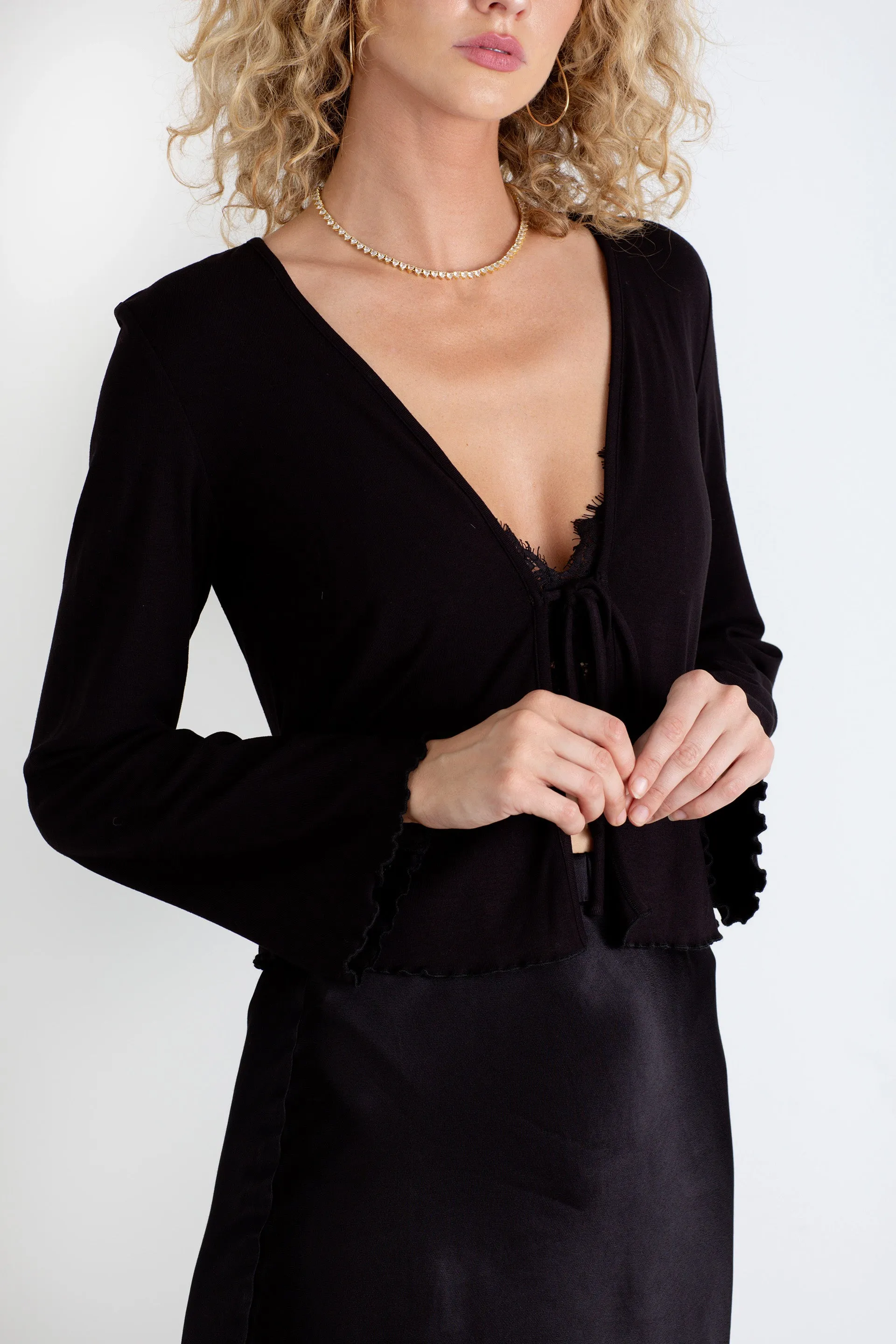 "The Kate" - Jersey Tie Top (Black)