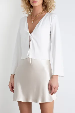 "The Kate" - Jersey Tie Top (White)
