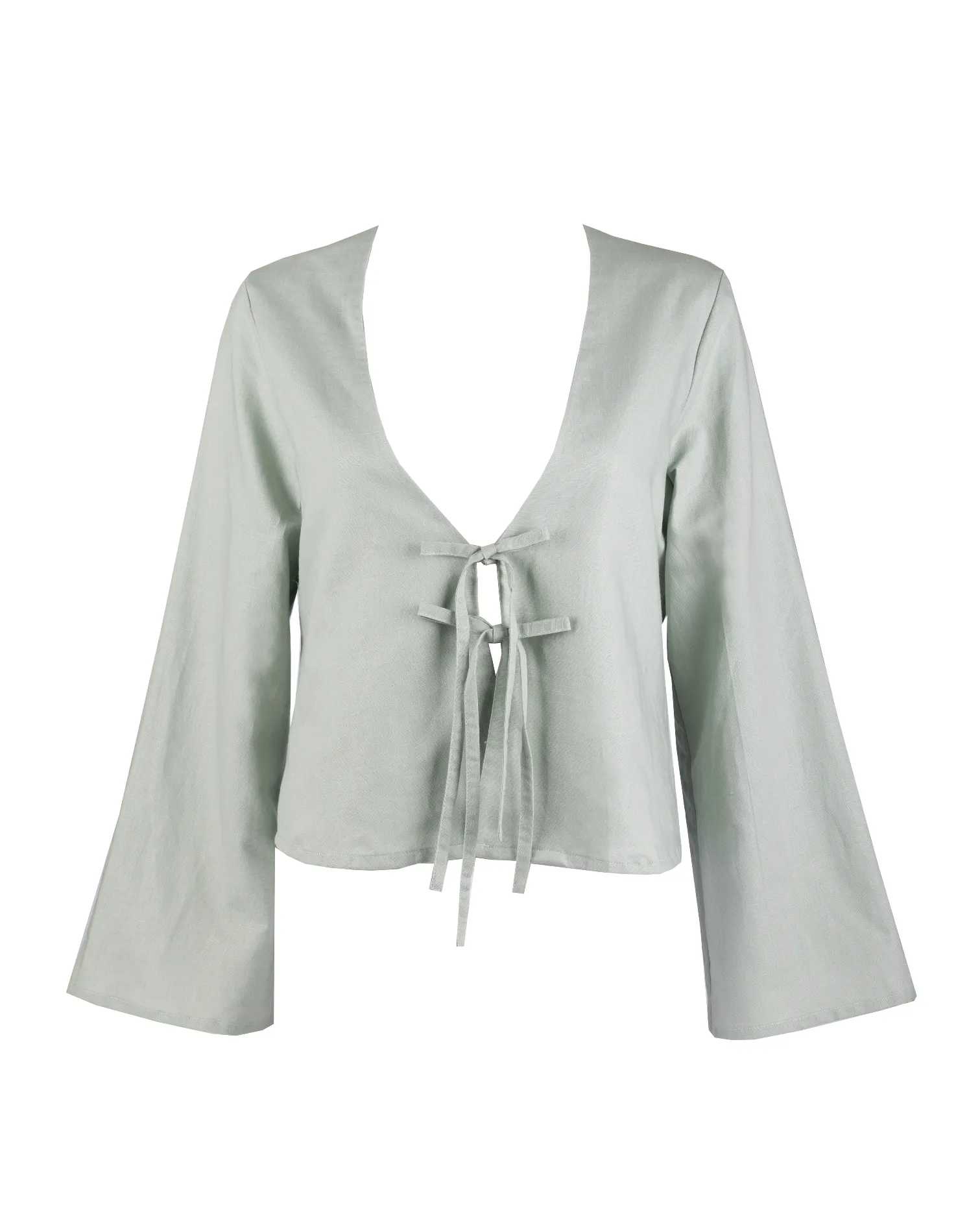 "The Melanie" - Linen Tie Top (Pistachio)
