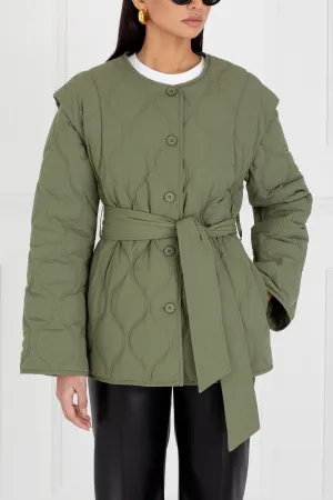 "The Nicola" - Quilted Gilet Jacket (Khaki)