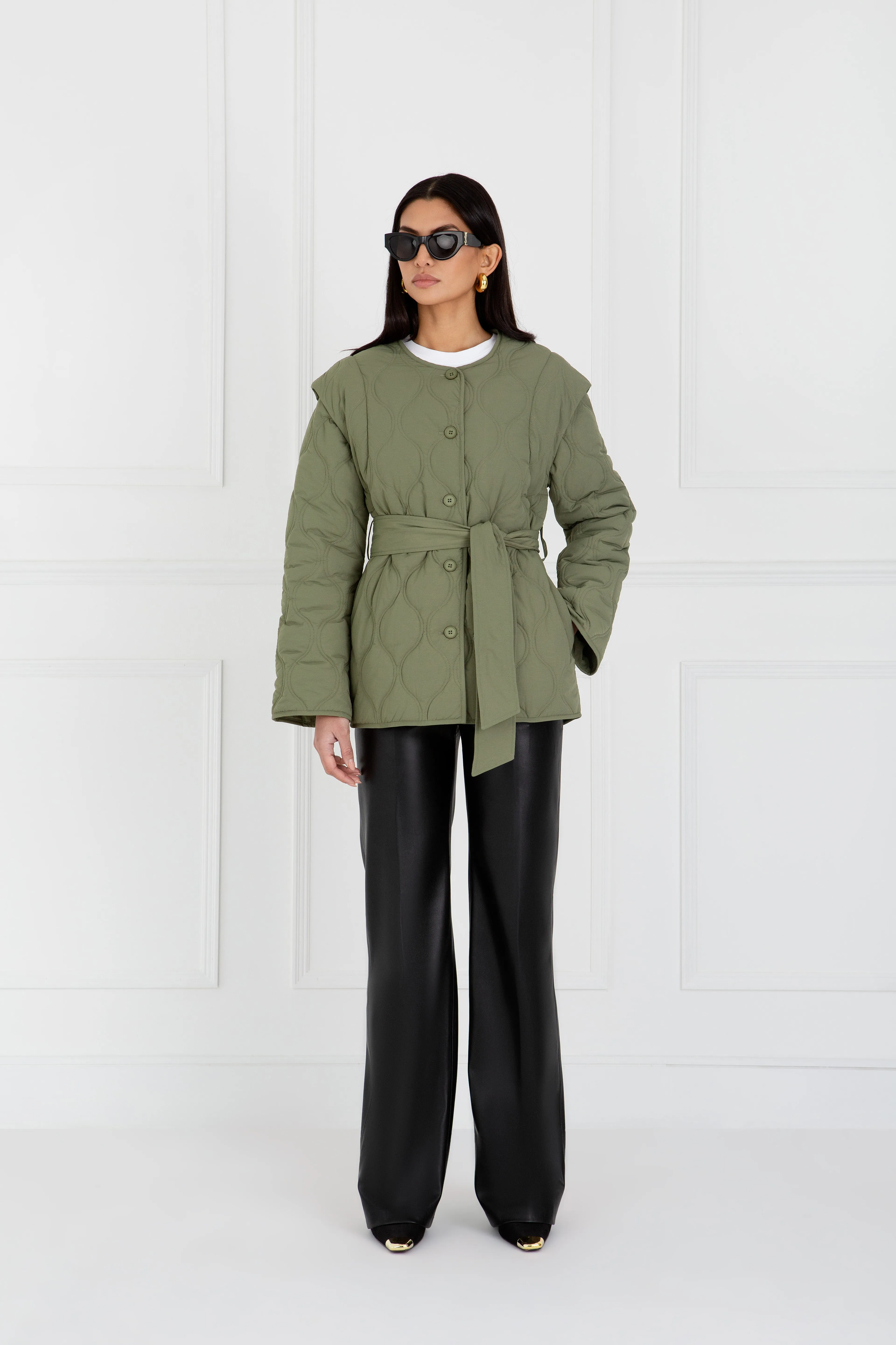 "The Nicola" - Quilted Gilet Jacket (Khaki)