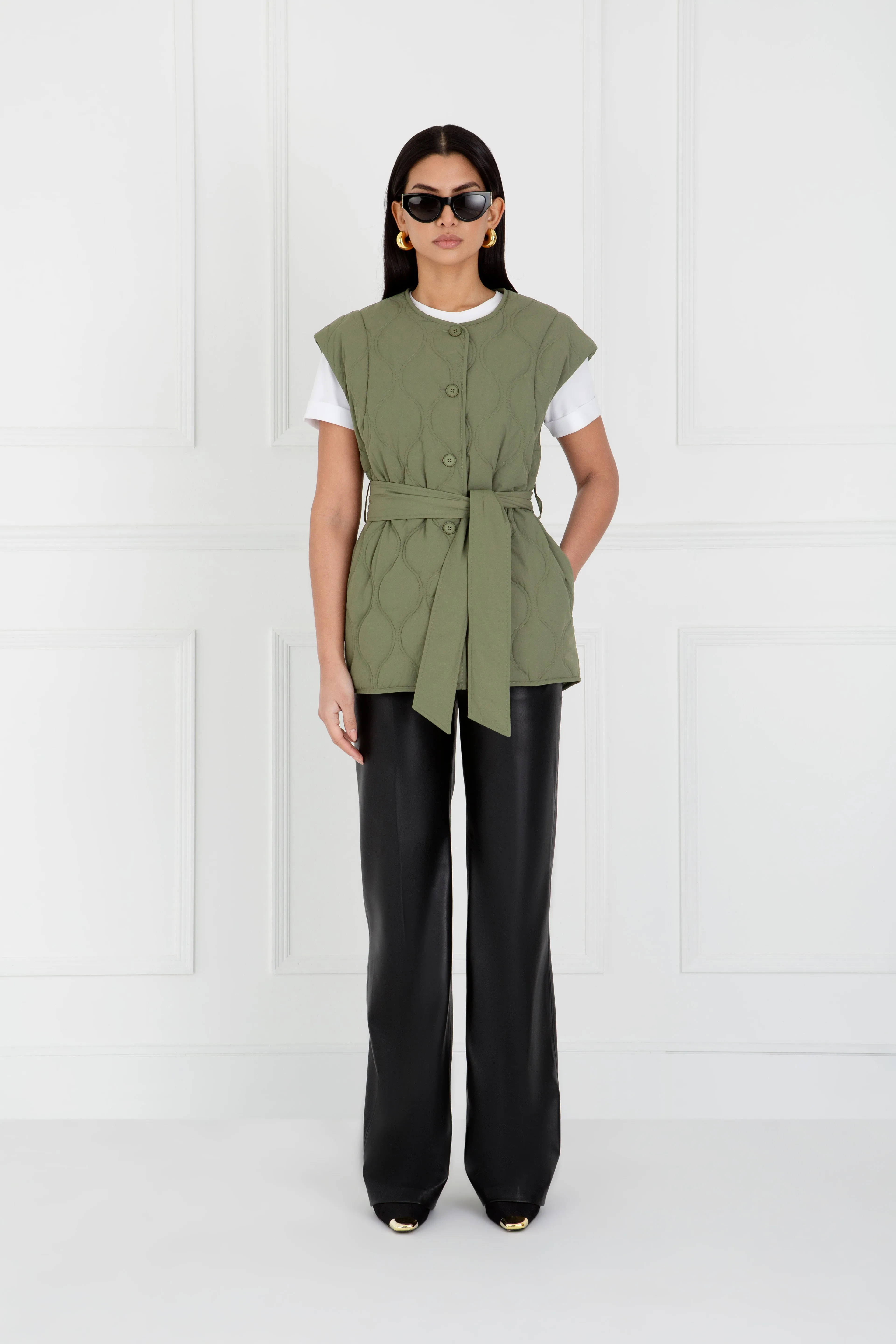 "The Nicola" - Quilted Gilet Jacket (Khaki)