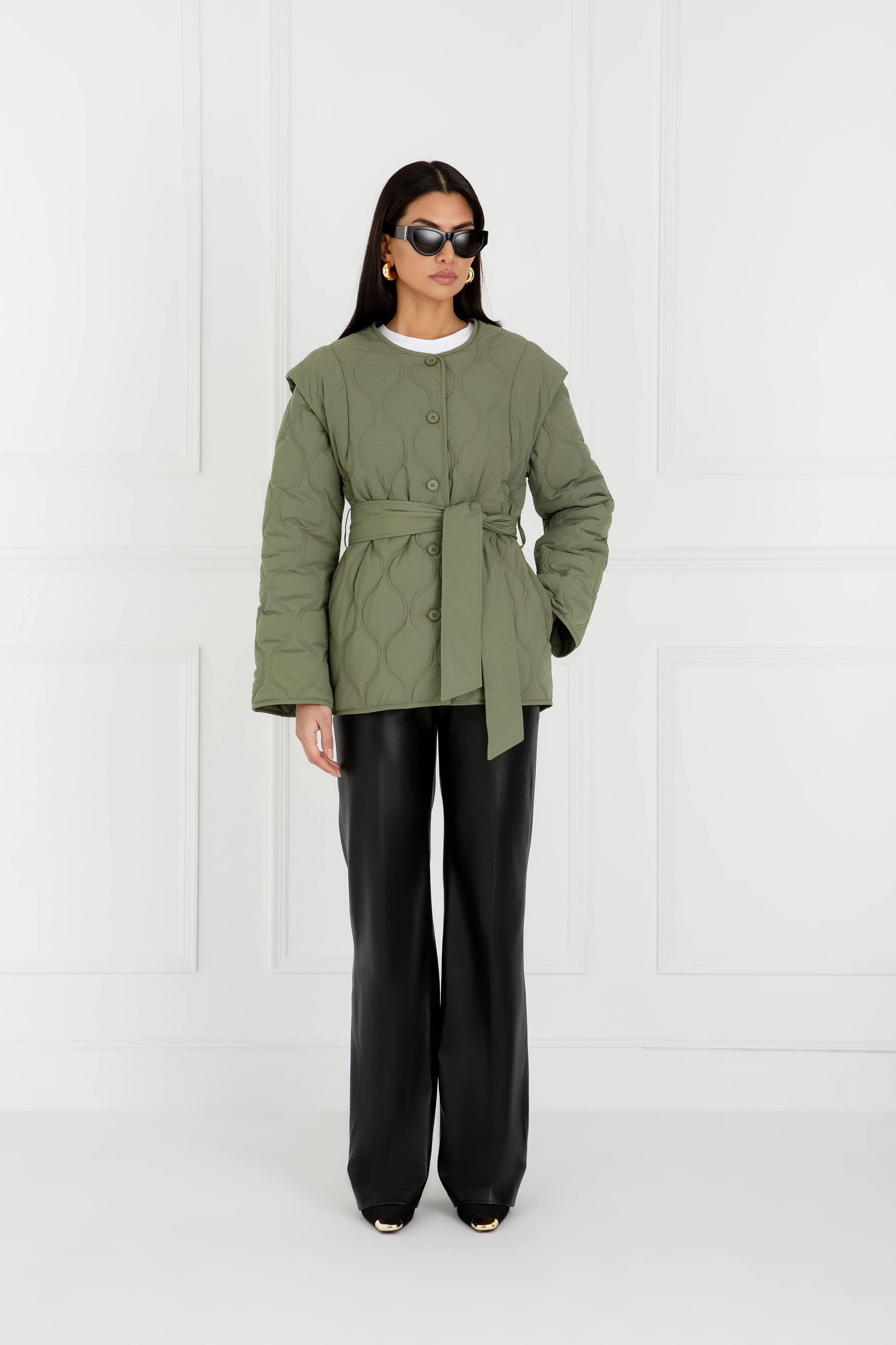"The Nicola" - Quilted Gilet Jacket (Khaki)