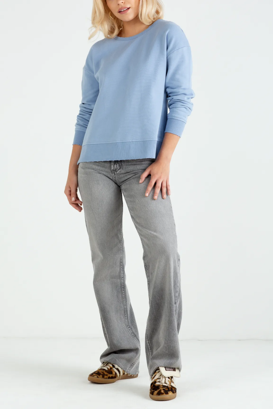 "The Victoria" - Bow Neck Detail Sweatshirt (Cornflower Blue)