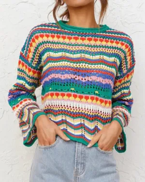 Rainbow Crochet Pullover