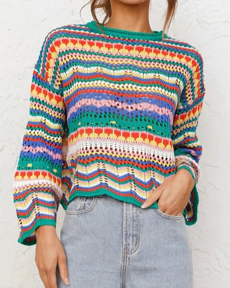 Rainbow Crochet Pullover