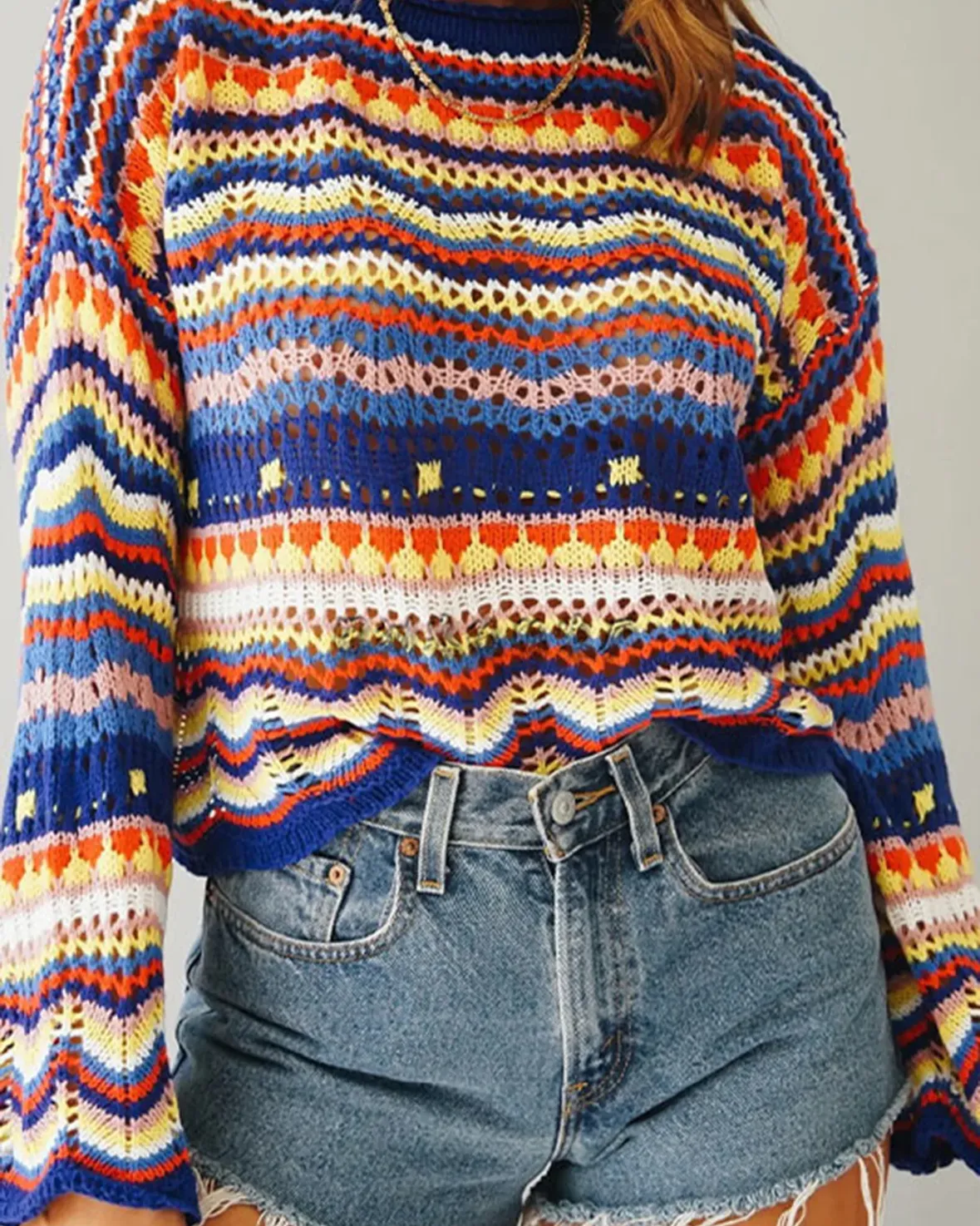 Rainbow Crochet Pullover