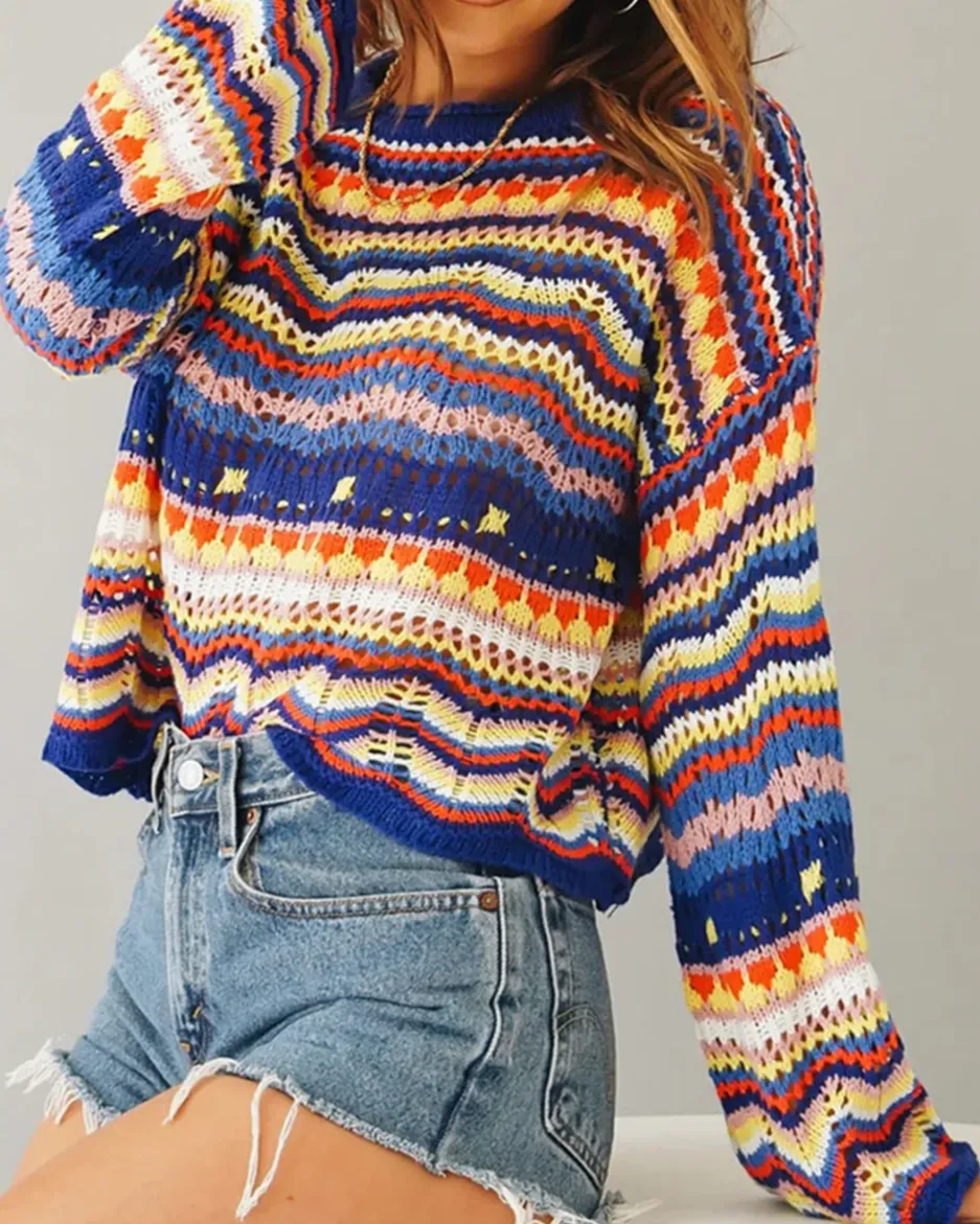 Rainbow Crochet Pullover