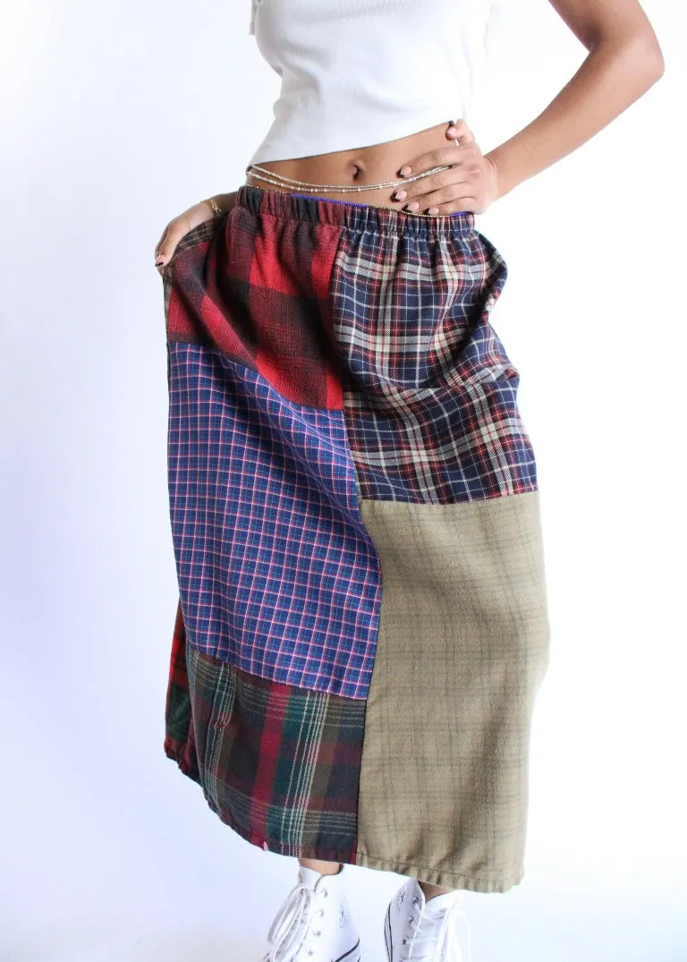 RCYCLD Flannel Pieced Maxi Skirt