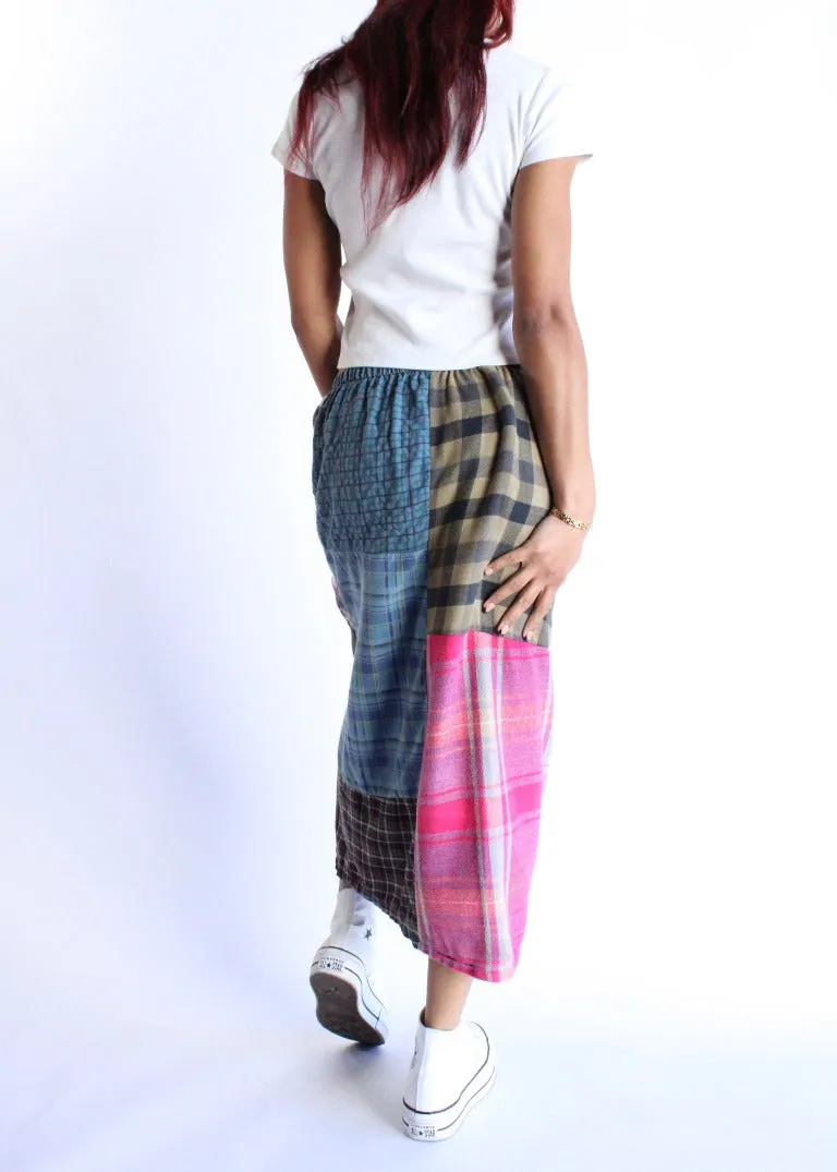 RCYCLD Flannel Pieced Maxi Skirt