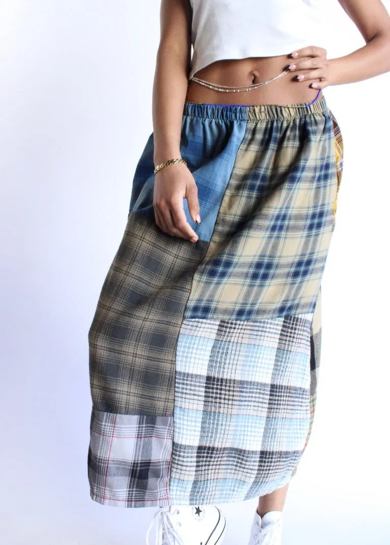 RCYCLD Flannel Pieced Maxi Skirt
