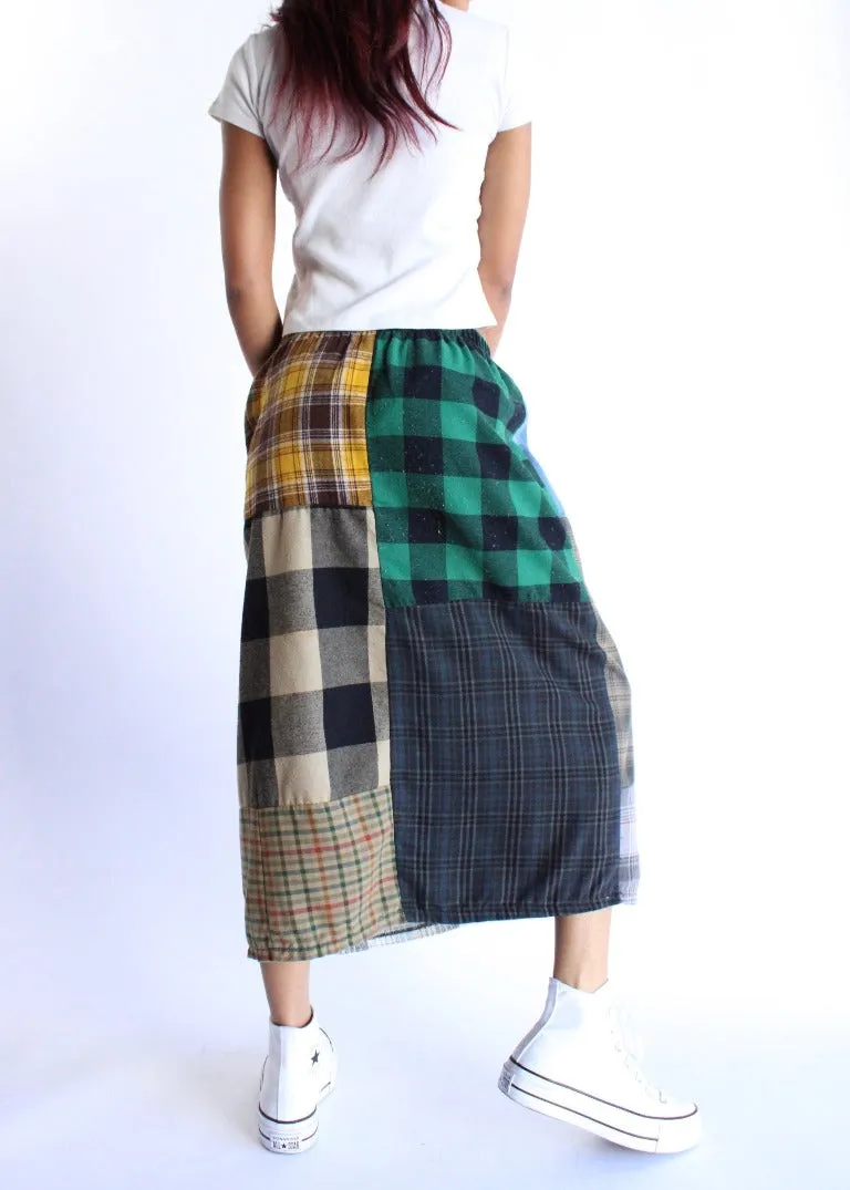 RCYCLD Flannel Pieced Maxi Skirt