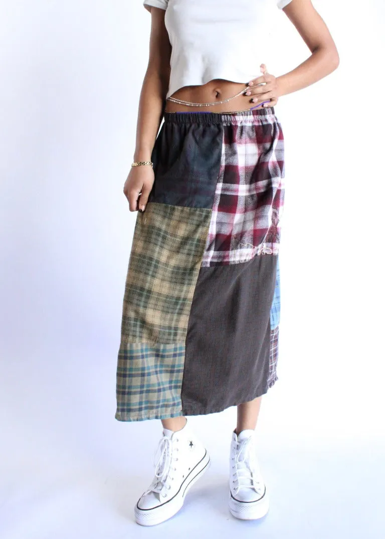 RCYCLD Flannel Pieced Maxi Skirt