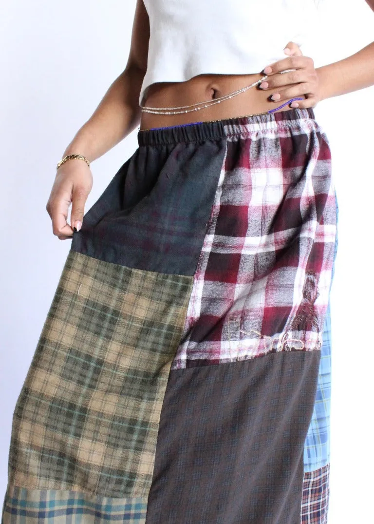 RCYCLD Flannel Pieced Maxi Skirt