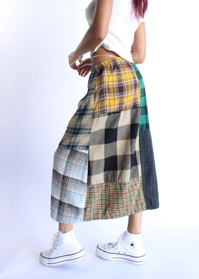RCYCLD Flannel Pieced Maxi Skirt