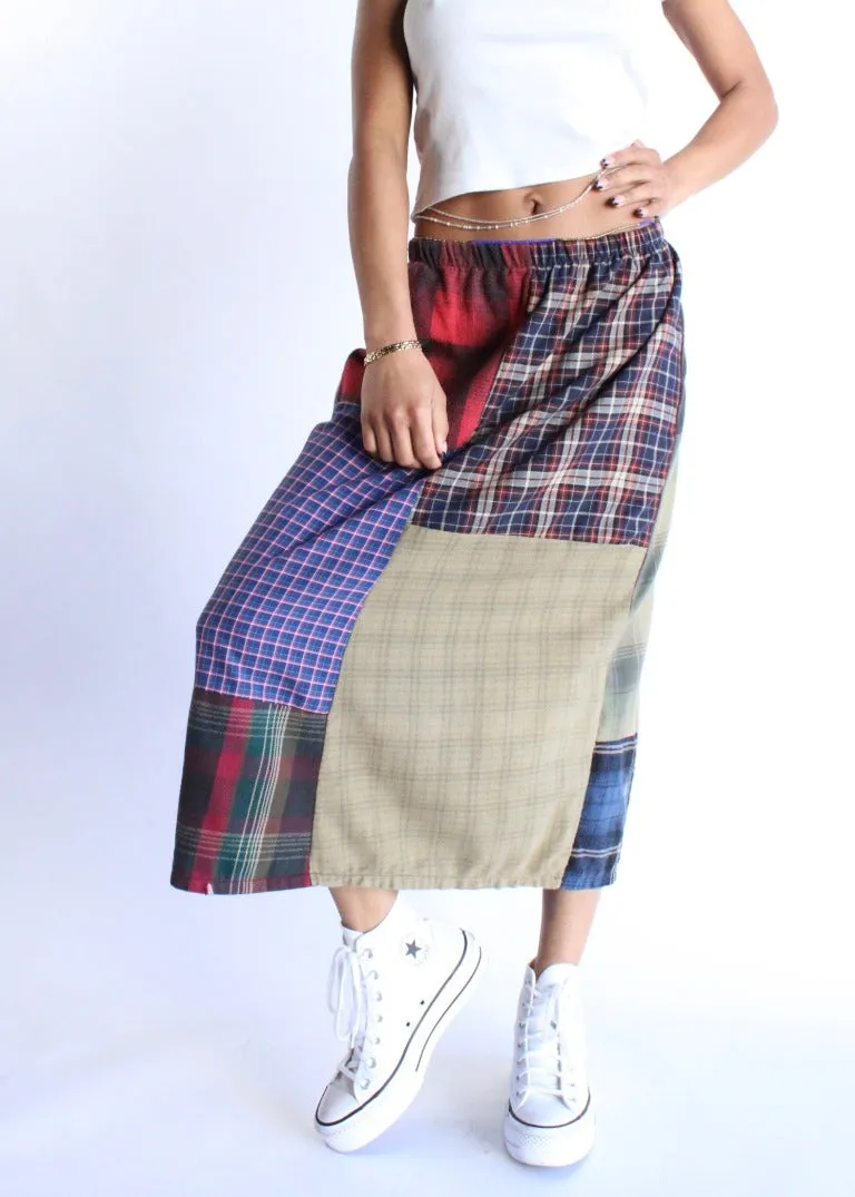 RCYCLD Flannel Pieced Maxi Skirt