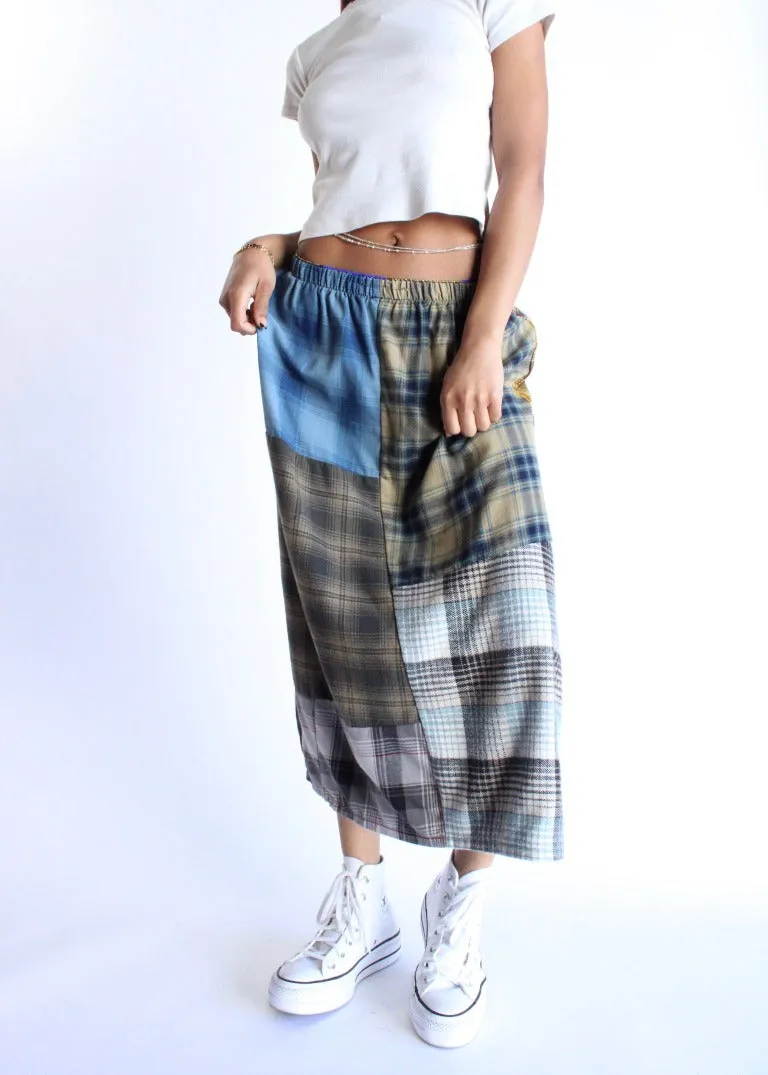 RCYCLD Flannel Pieced Maxi Skirt