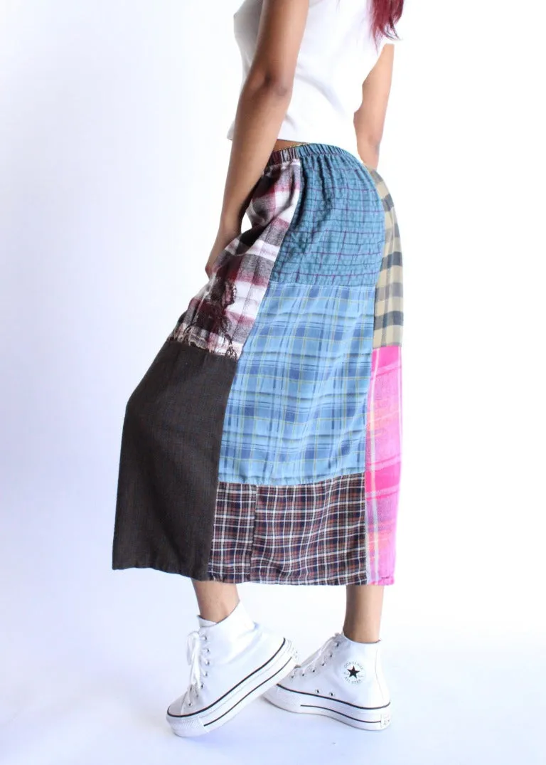 RCYCLD Flannel Pieced Maxi Skirt