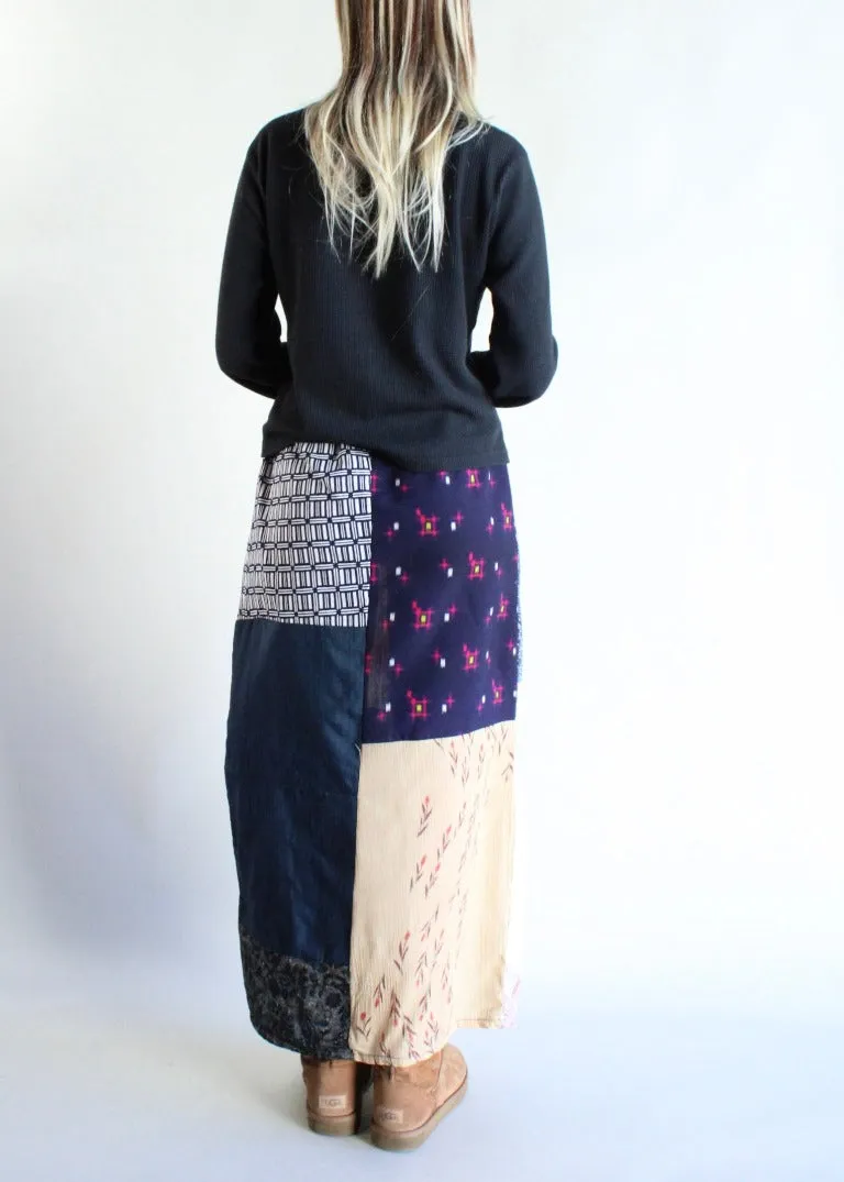 RCYCLD Pieced Kimono Maxi Skirt