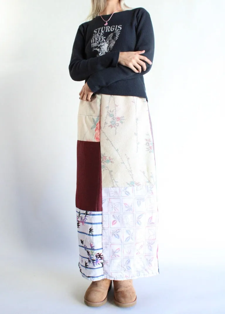 RCYCLD Pieced Kimono Maxi Skirt