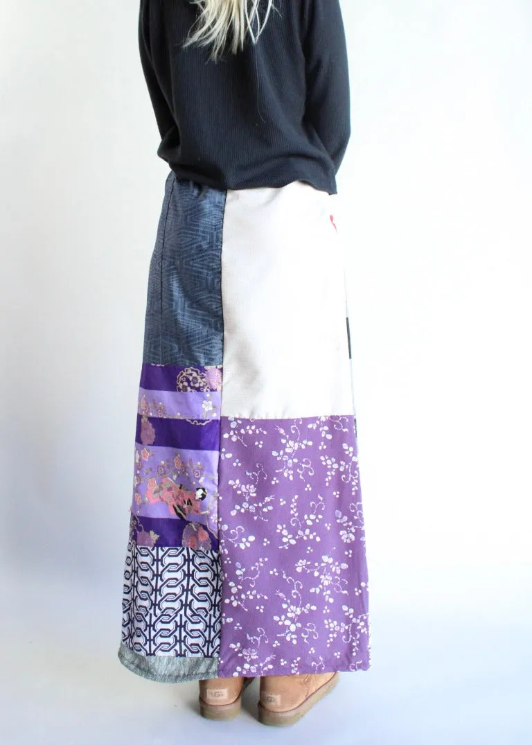 RCYCLD Pieced Kimono Maxi Skirt