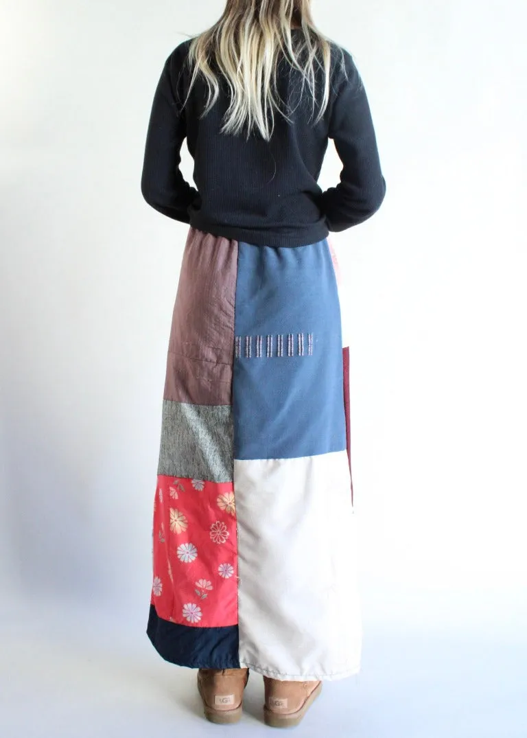 RCYCLD Pieced Kimono Maxi Skirt
