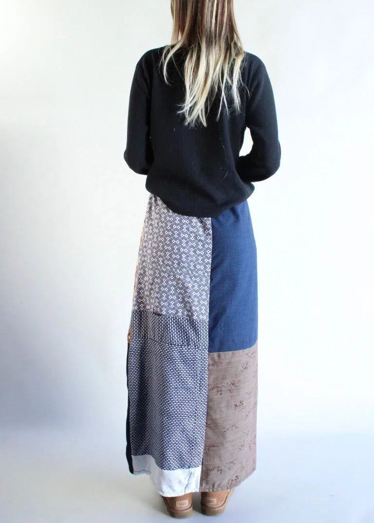 RCYCLD Pieced Kimono Maxi Skirt