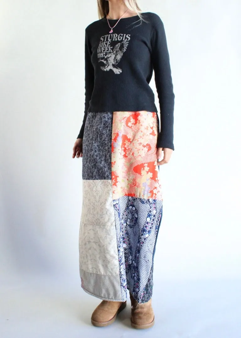 RCYCLD Pieced Kimono Maxi Skirt