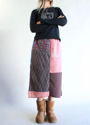 RCYCLD Pieced Kimono Maxi Skirt