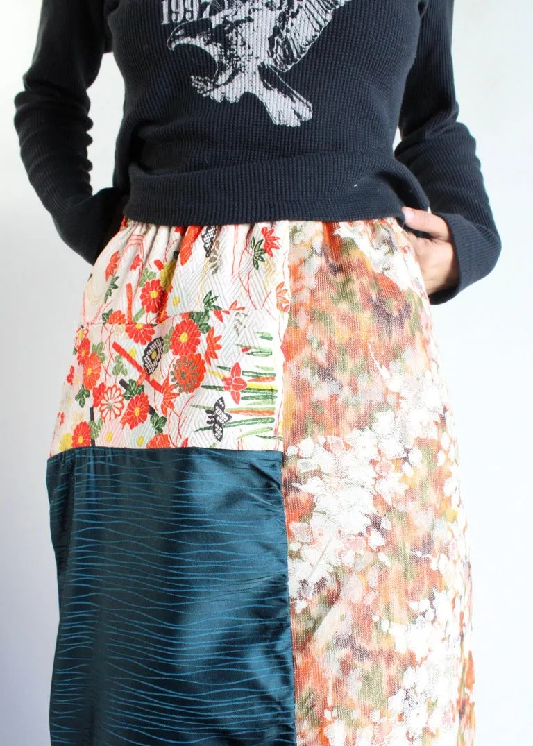 RCYCLD Pieced Kimono Maxi Skirt
