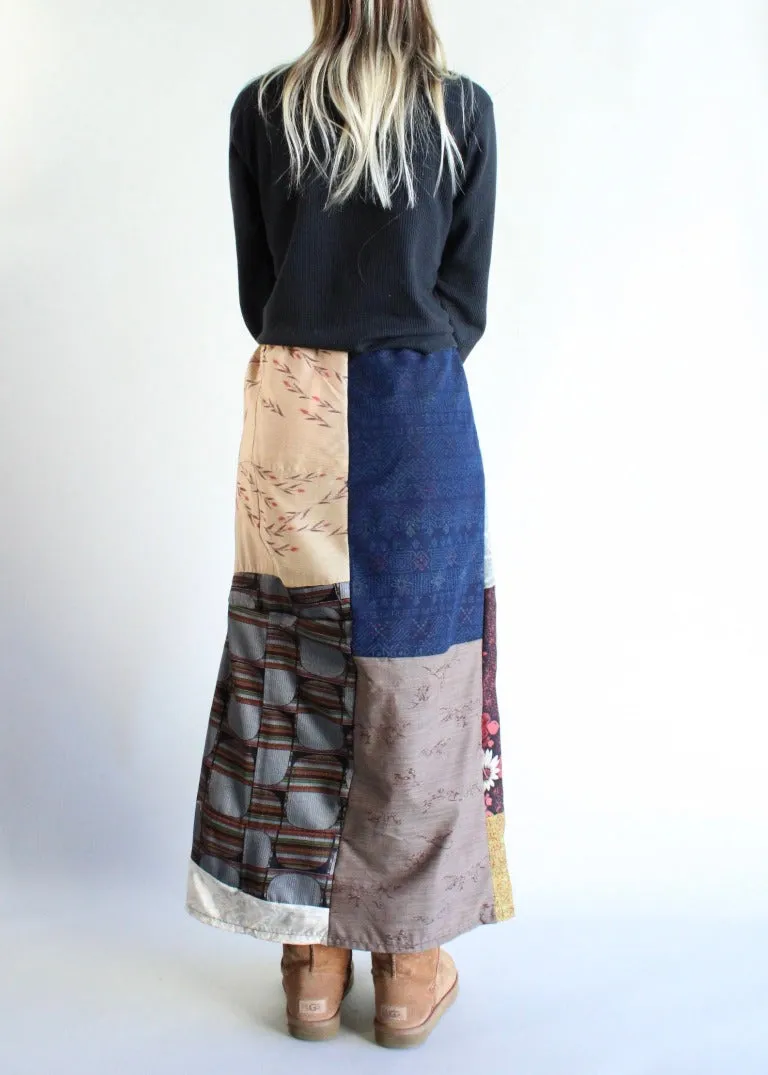 RCYCLD Pieced Kimono Maxi Skirt