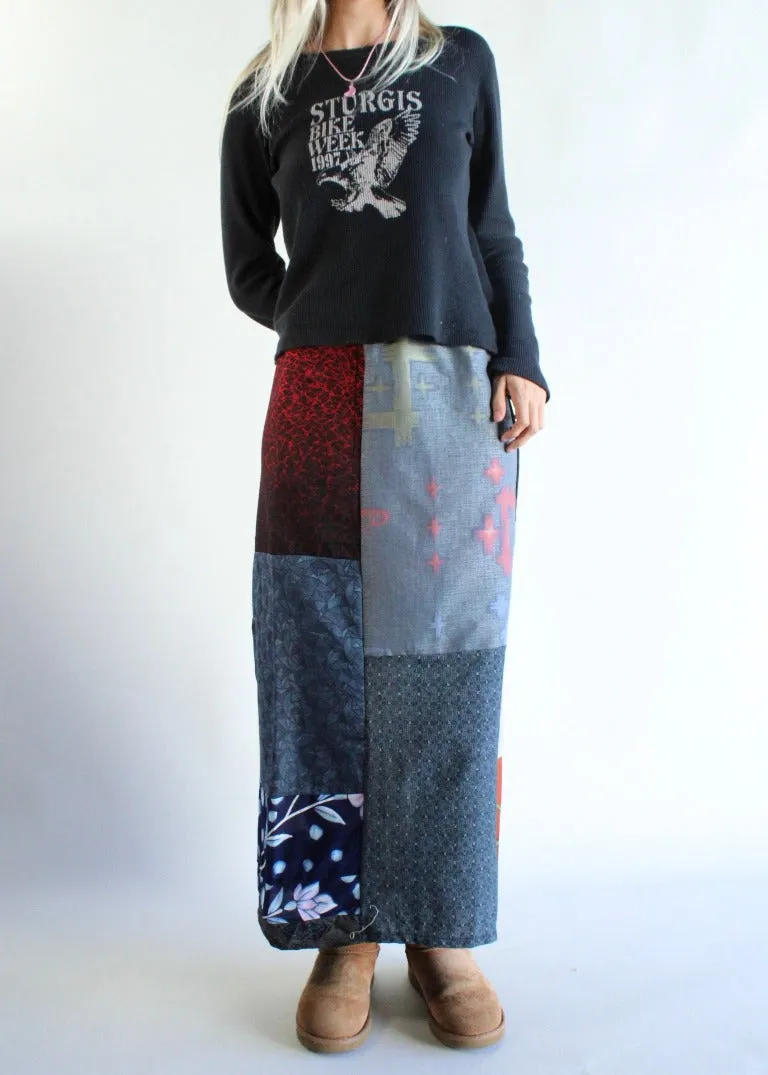 RCYCLD Pieced Kimono Maxi Skirt