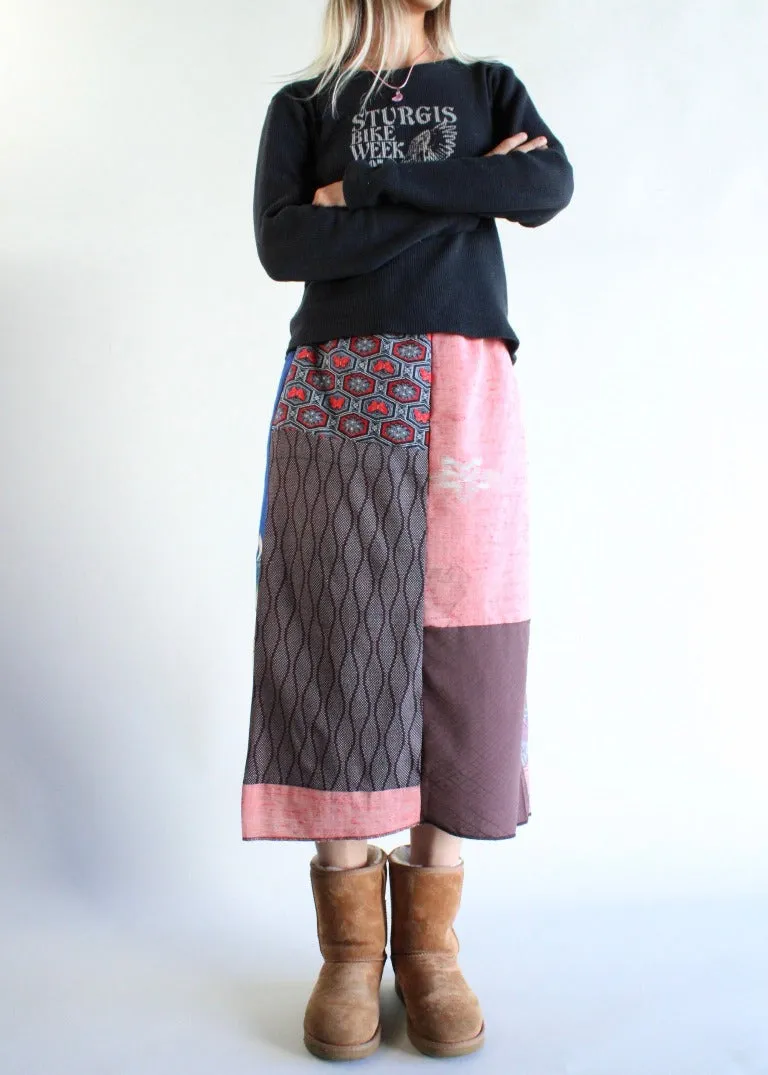 RCYCLD Pieced Kimono Maxi Skirt