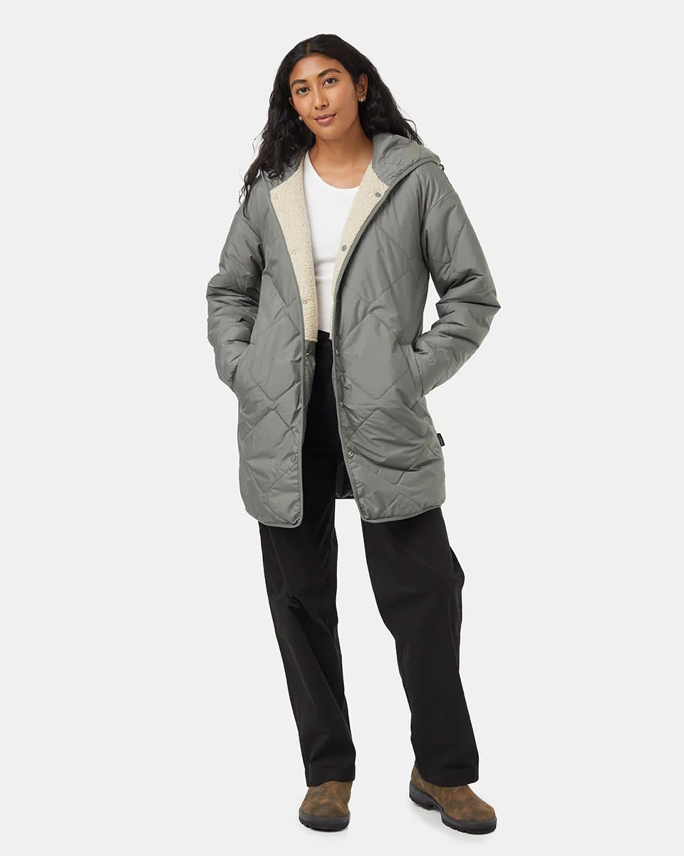 Recycled Boucle Reversible Long Jacket