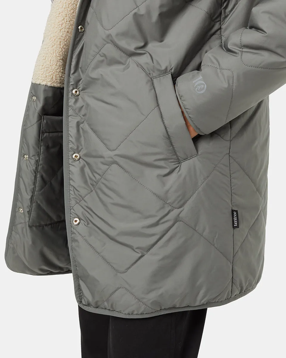 Recycled Boucle Reversible Long Jacket