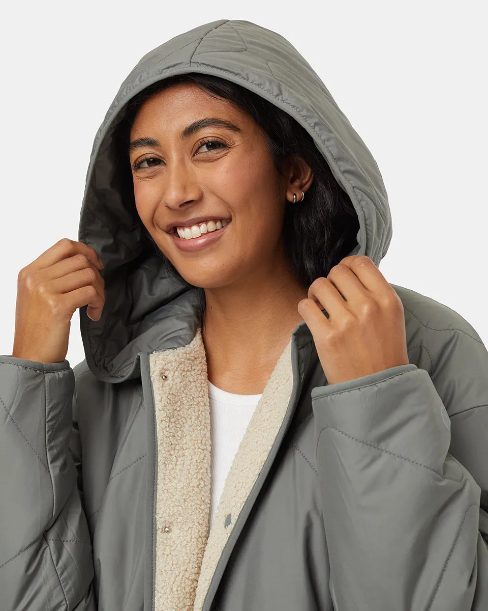 Recycled Boucle Reversible Long Jacket