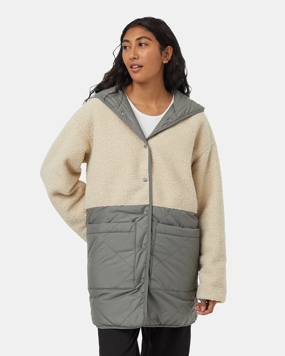 Recycled Boucle Reversible Long Jacket