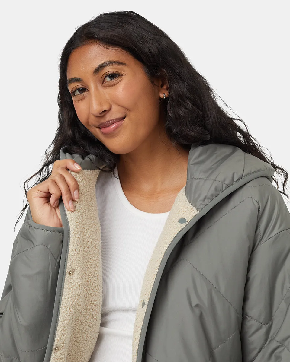 Recycled Boucle Reversible Long Jacket