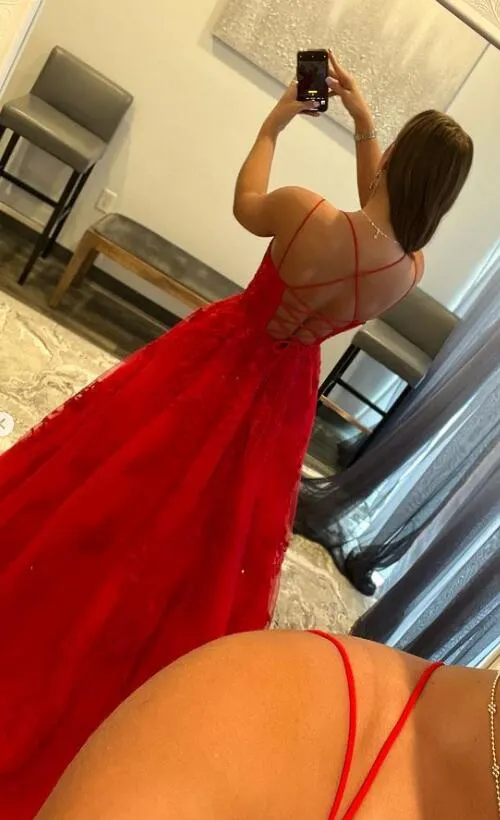 Red Long Lace 2024 Prom Dresses Sexy Spaghetti Straps Formal Dresses