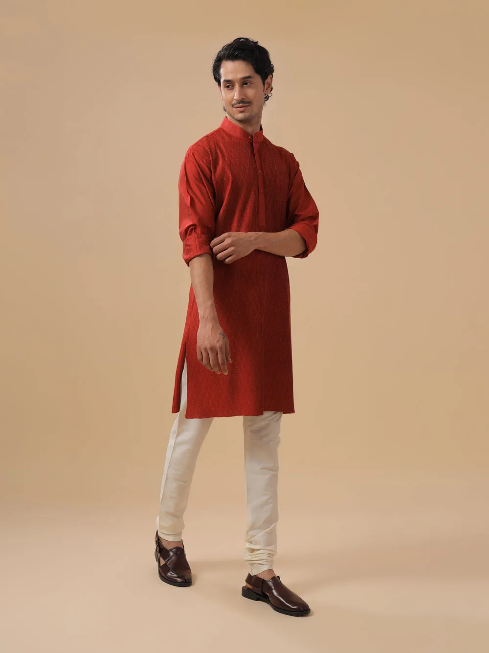 Red Silk Kurta