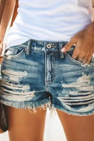Regular Waist Hole Casual Jeans