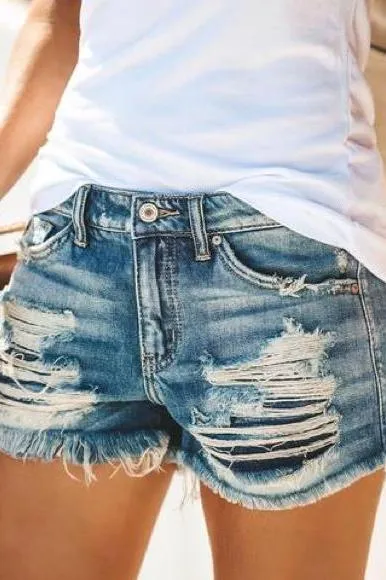 Regular Waist Hole Casual Jeans