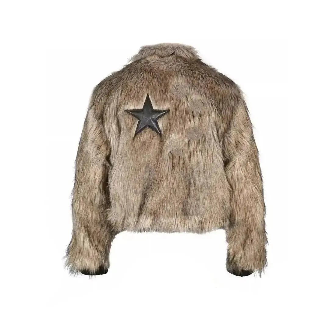 Reversible Striped Faux Fur Leather Jacket
