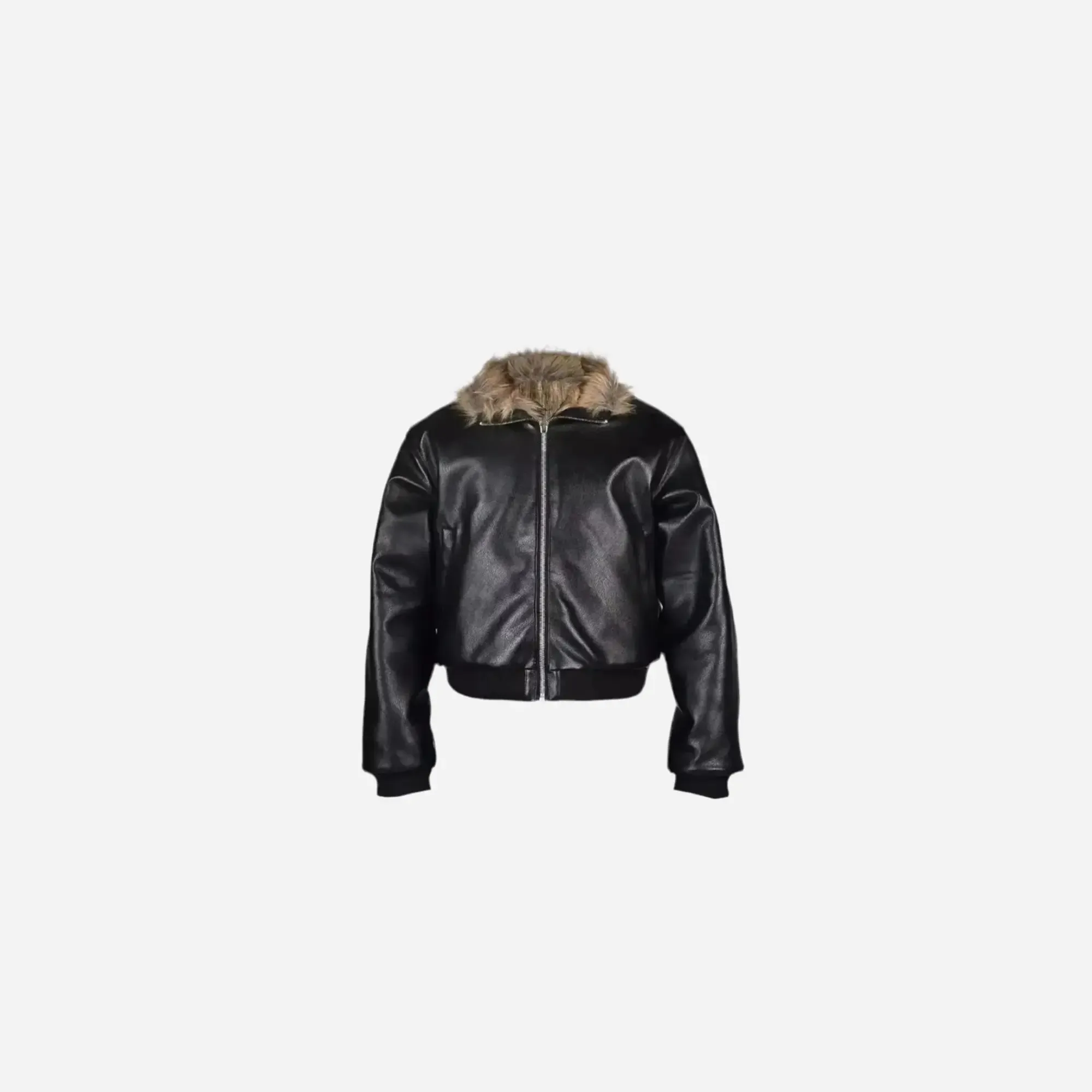 Reversible Striped Faux Fur Leather Jacket